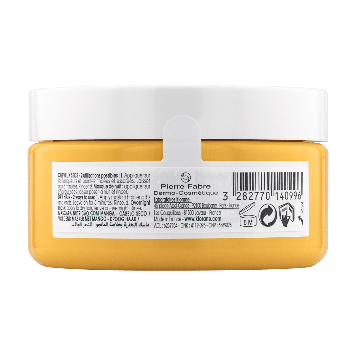 Klorane - Masque nutrition à la Mangue - Cheveux secs - 309888