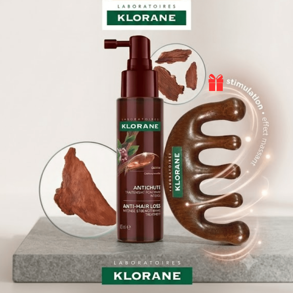 KLORANE Sérum antichute a la quinine 100 ml = PEIGNE MASSAGE - Beauty For You | BeautyForYou.ma