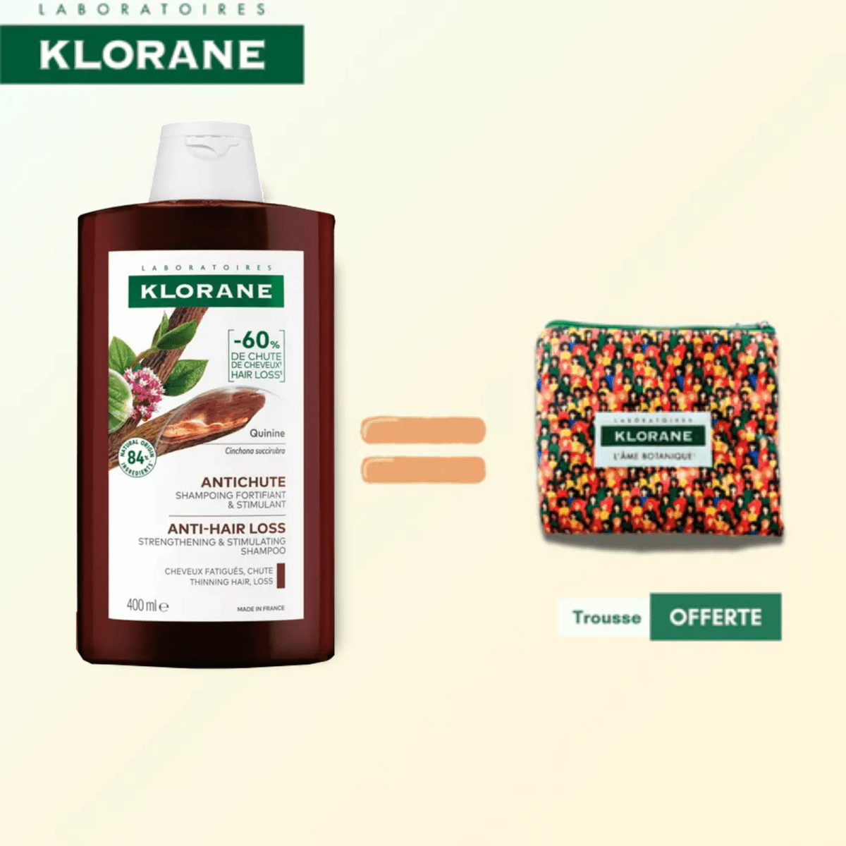 KLORANE SHAMPOING QUININE 400ML Puissant = TROUSSE OFFERTE - Beauty For You | BeautyForYou.ma