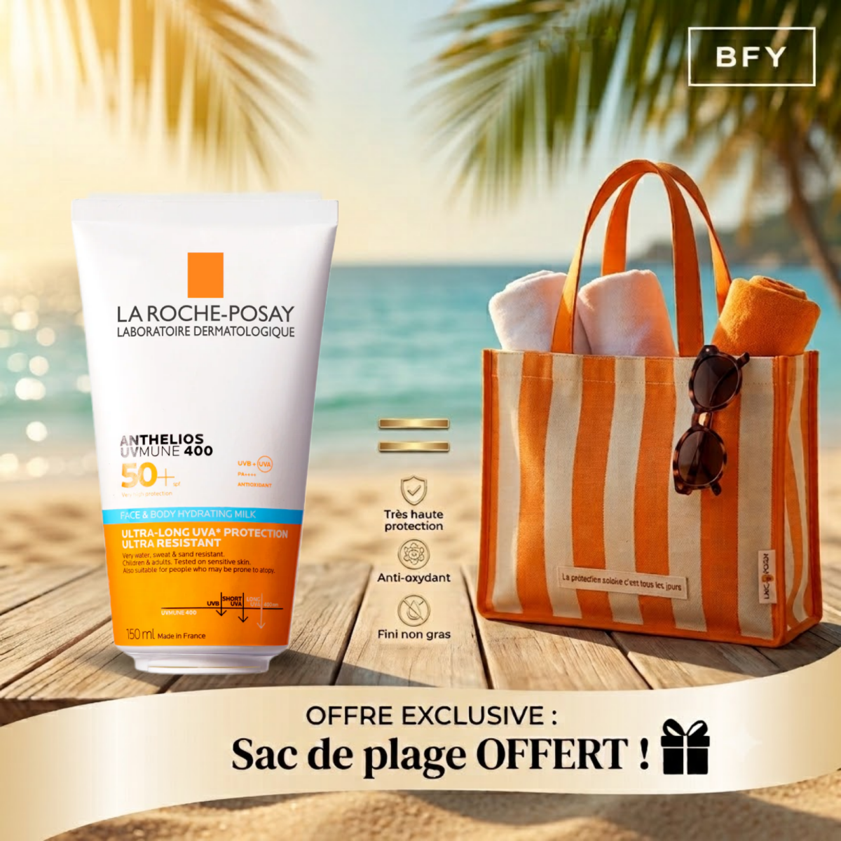 La Roche-Posay anthelios uvmune face & body 150ml = SAC DE PLAGE - Beauty For You | BeautyForYou.ma