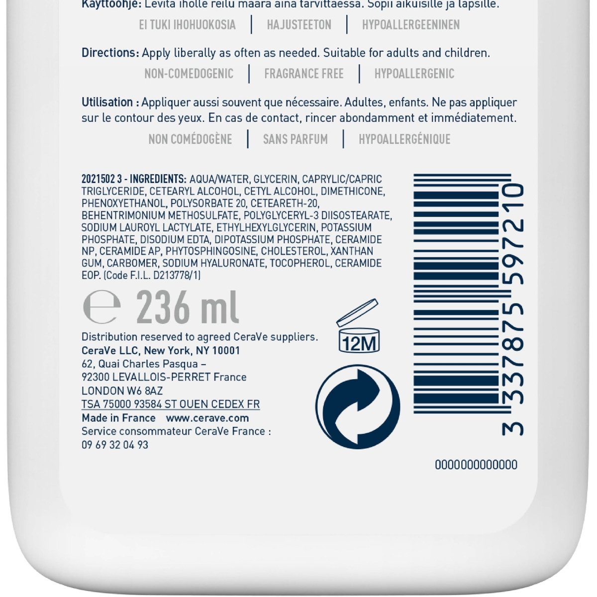 Lait hydratant 236 ml - Cerave | BeautyForYou.ma