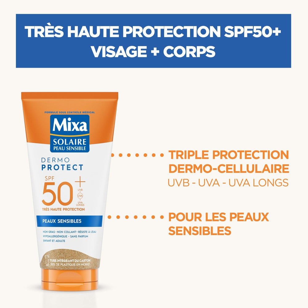 LAIT SOLAIRE PEAUX SENSIBLES SPF50+ - Mixa | BeautyForYou.ma
