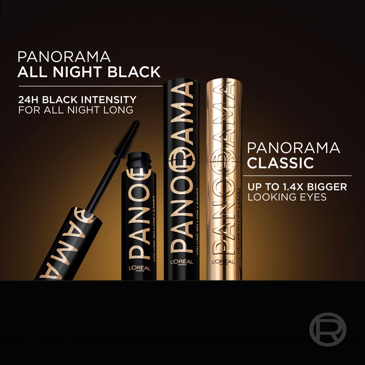 L'Oréal Paris - Mascara Volume Millions de Cils - Regard Panoramique & Cils Démultipliés - Formule Ultra-Flexible - Sans Paquets - Panorama - Teinte : All Night Black (Noir Intense) - L'Oréal Paris | BeautyForYou.ma