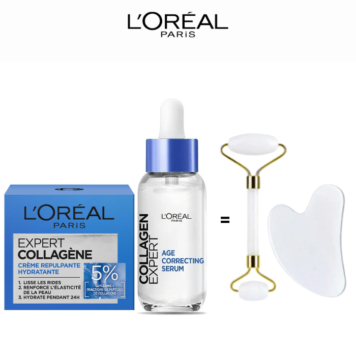 l'oreal paris PACK COLLAGEN EXPERT CREAM + SERUM = COFFRET GUASHA - L'Oréal Paris | BeautyForYou.ma