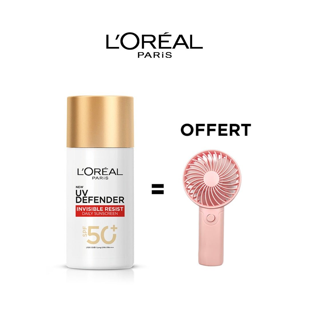 L'OREAL PARIS PACK UV DEFENDER INVISIBLE RESIST = L'OREAL PARIS MINI-FAN - L'Oréal Paris | BeautyForYou.ma