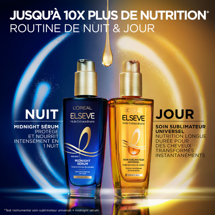 L'Oréal Paris - Sérum Capillaire de Nuit pour Cheveux Secs - Nutrition & Sans Transfert - Huile précieuse de Camélia - Elseve Huile Extraordinaire - 100ml - L'Oréal Paris | BeautyForYou.ma