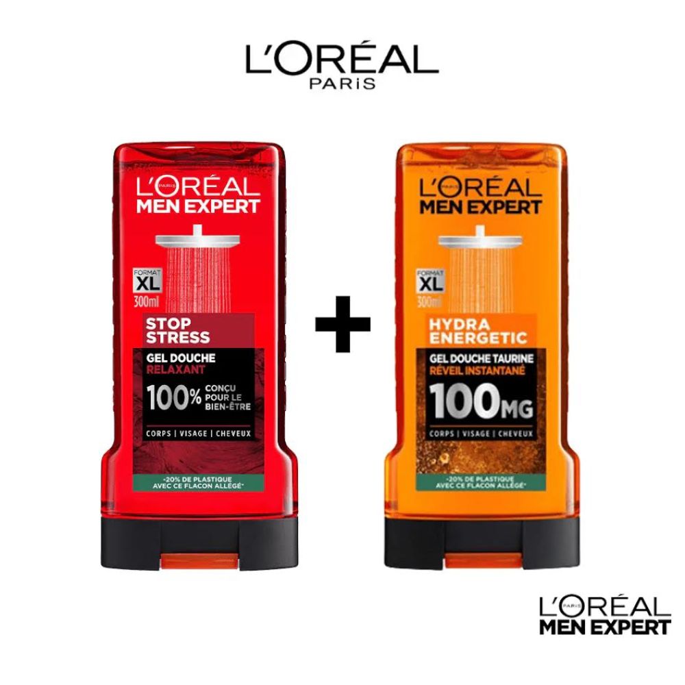 LOT 2 GEL DOUCHE HYDRA ENERGETIC + STOP STRESS - L'Oréal Paris | BeautyForYou.ma