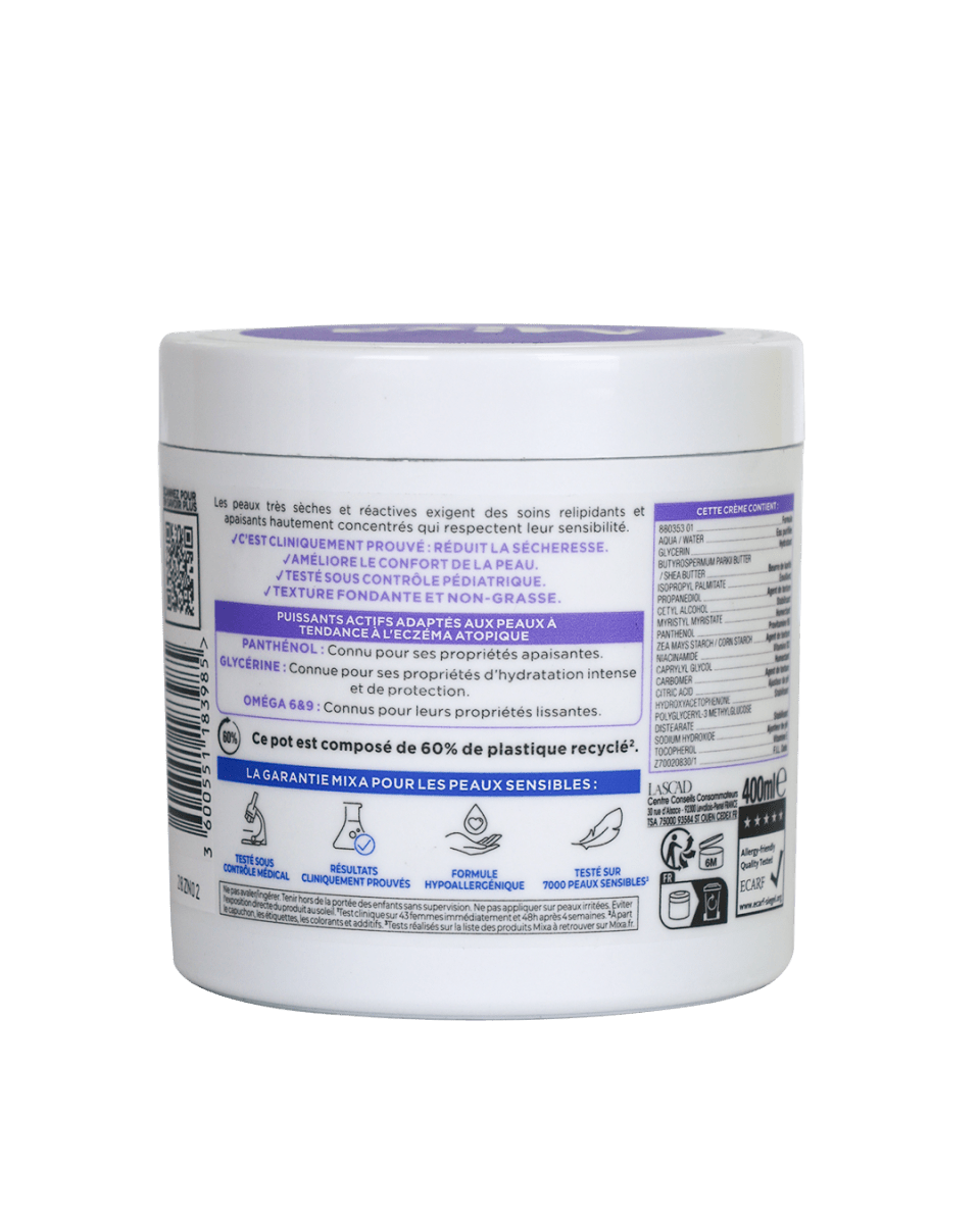 Mixa Expert Peau Sensible - Crème Panthénol Confort Anti - grattage - Visage, Corps, Mains 400ml - Mixa | BeautyForYou.ma