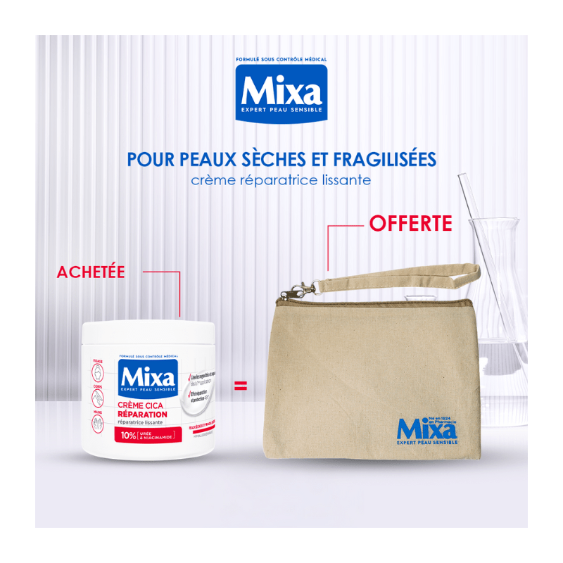 Mixa Expert Peau Sensible - Urea Cica Repair+ Crème Réparatrice Lissante - Visage, Corps, Mains 400ml - Mixa | BeautyForYou.ma