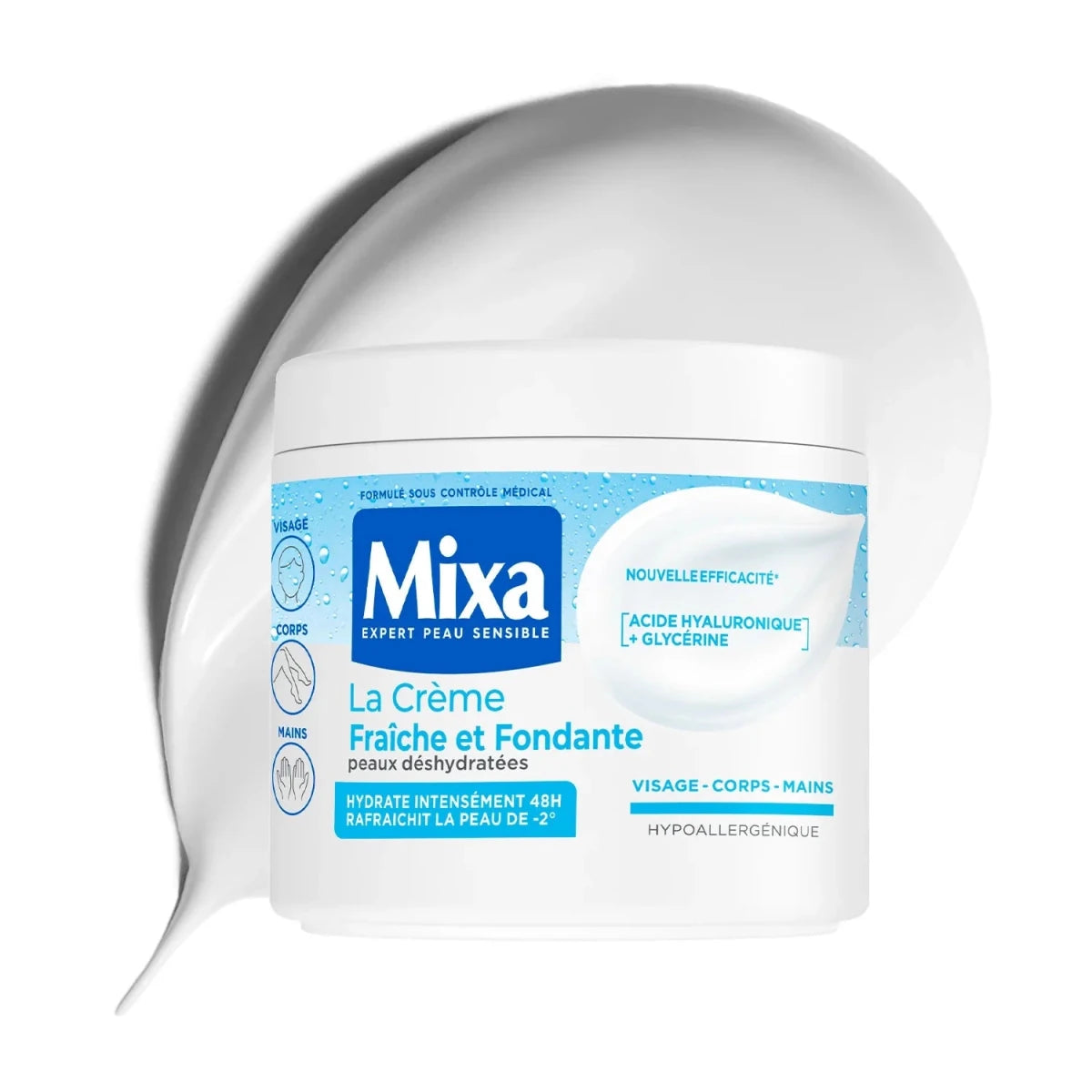 Mixa La Crème Fraîche et Fondante Multi-Usage, à l’acide hyaluronique 400ML - Mixa | BeautyForYou.ma