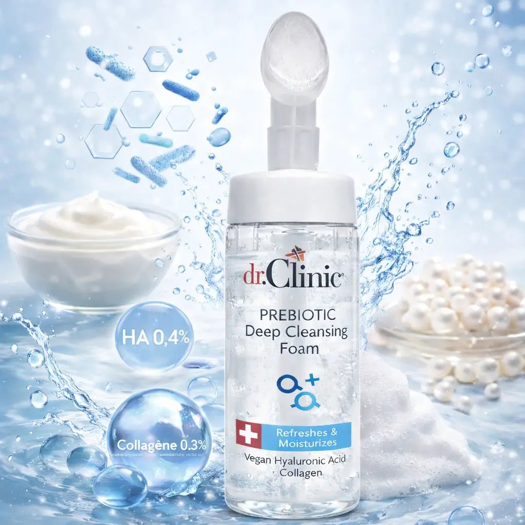 Mousse Nettoyante Prébiotique Avec Brosse - Tous Types de Peaux - Dr. Clinic | BeautyForYou.ma