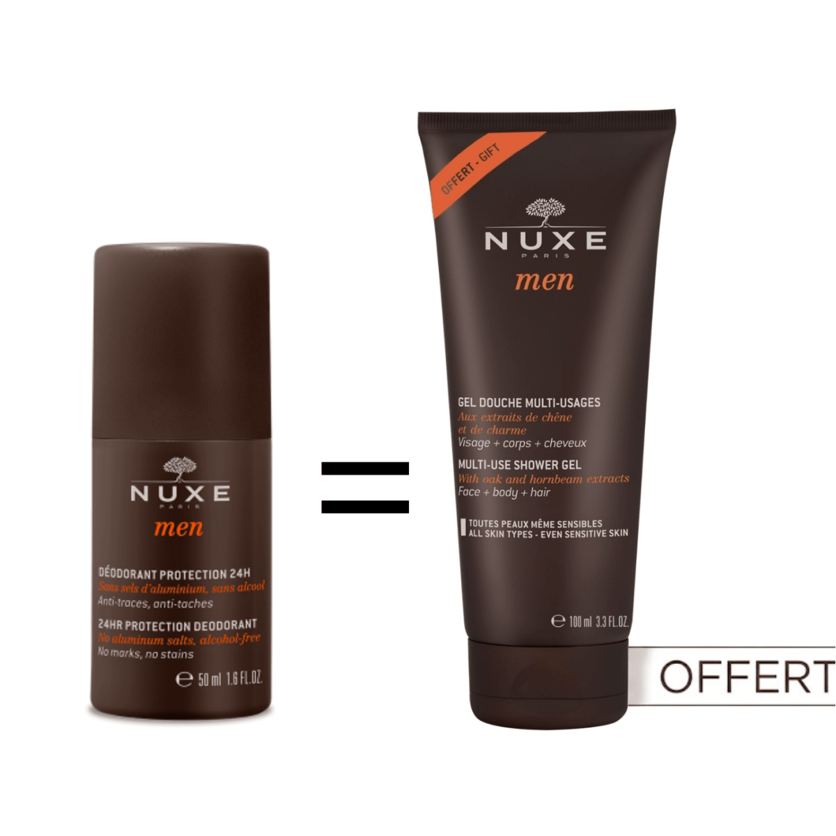 Nuxe Men deo = gel douche 100ml offert - Nuxe | BeautyForYou.ma