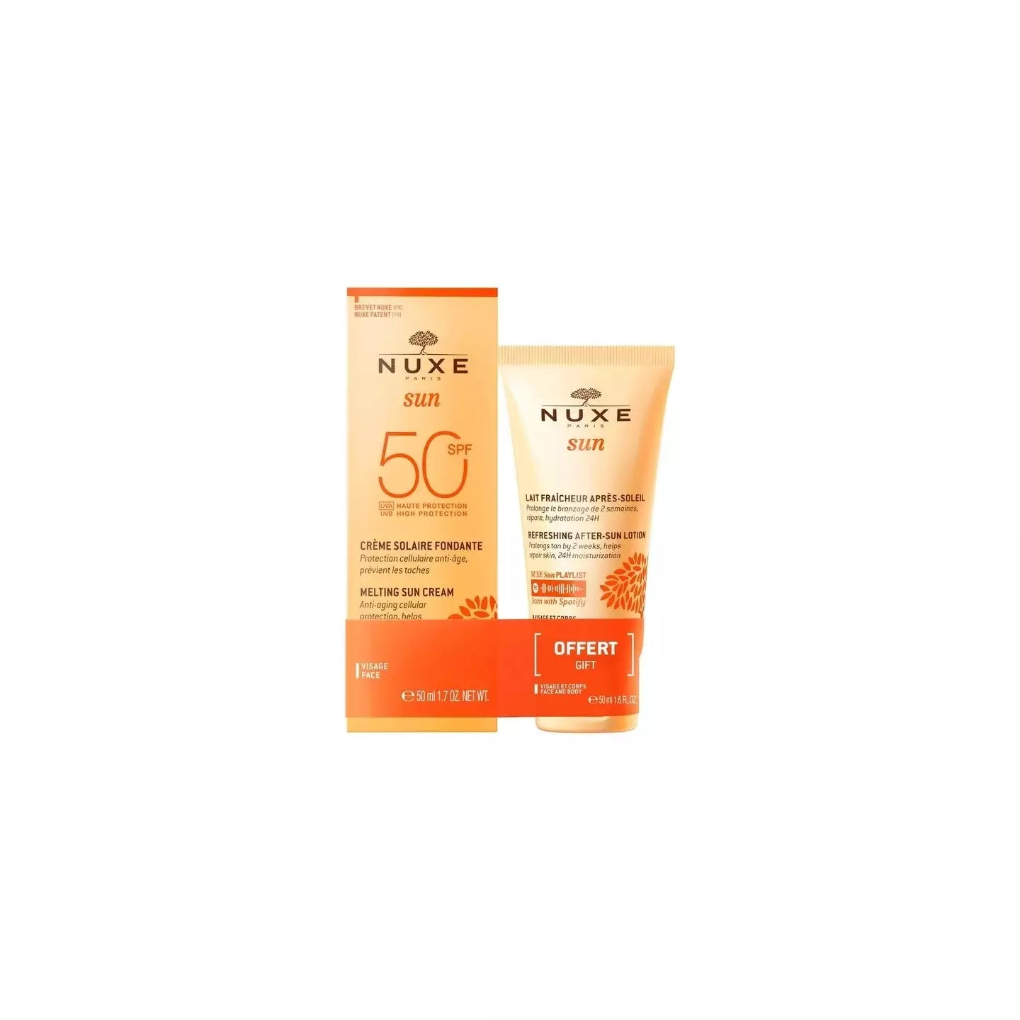 NUXE Nuxe Sun Crème fondante SPF50 50ml + Lait fraîcheur après-soleil 50ml Offert 50