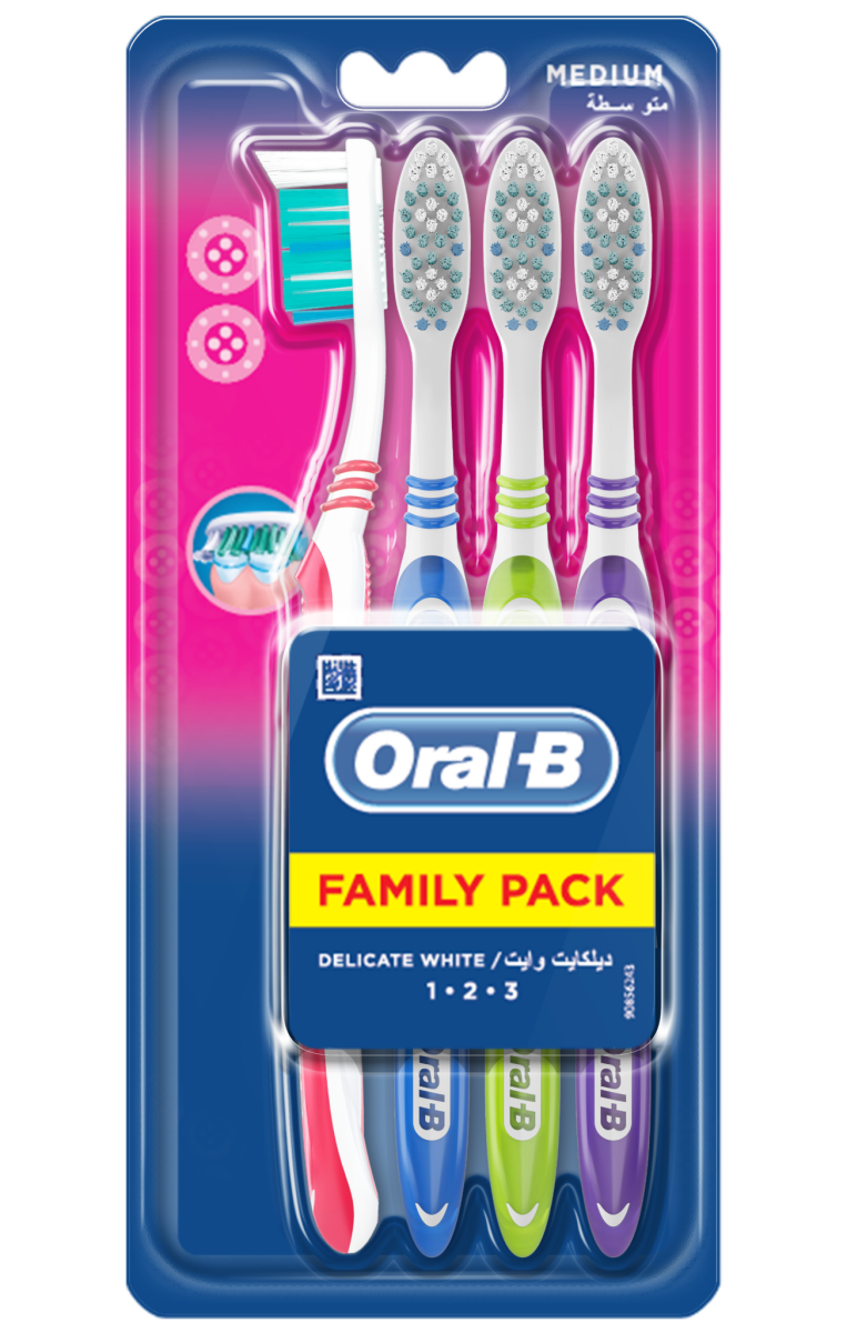 Oral B Brosse à Dents Delicate White Medium - 4 unités - ORAL - B | BeautyForYou.ma