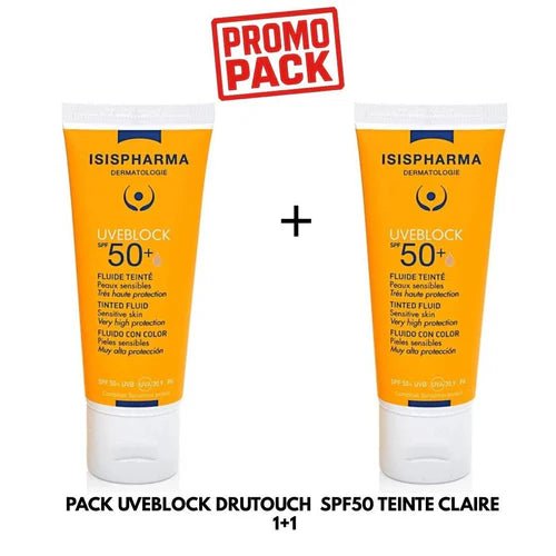 PACK PROMO UVEBLOCK SPF50+ TEINTE CLAIRE - ISISPHARMA | BeautyForYou.ma