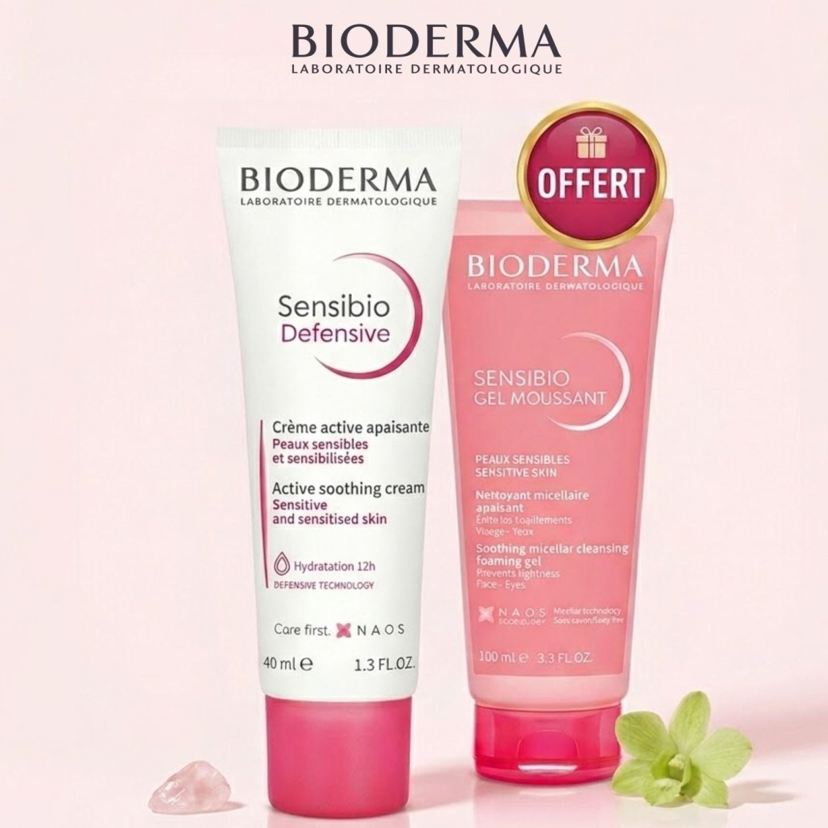 PACK SENSIBIO DEFENSIVE + SENSIBIO GEL MOUSSANT 100 ML - Bioderma | BeautyForYou.ma