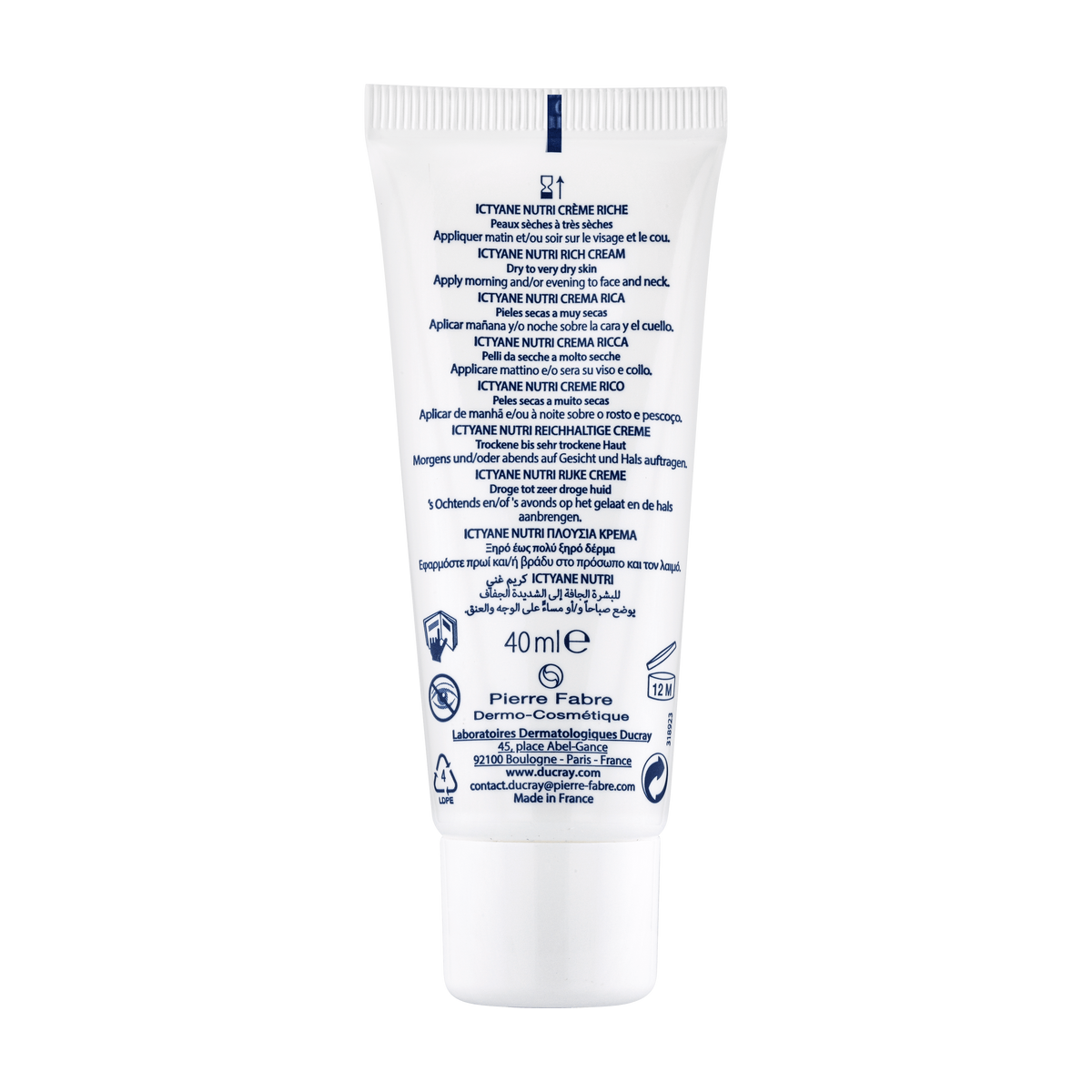 Ducray — Crème riche Visage — Crème visage peau sèche — Ictyane Nutri