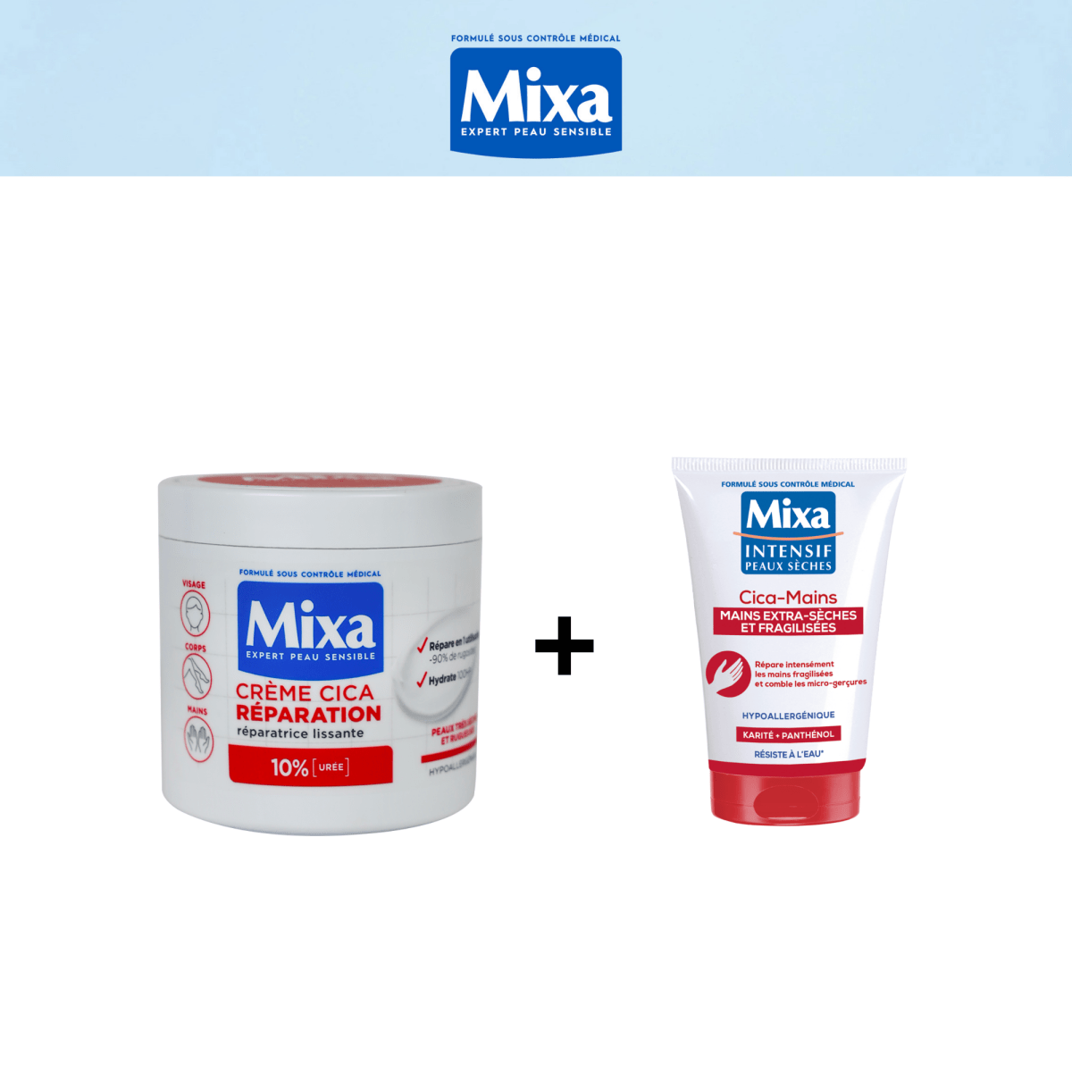 POT CICA UREA + HAND CREAM CICA - Mixa | BeautyForYou.ma