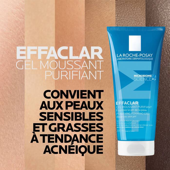 EFFACLAR GEL MOUSSANT PURIFIANT NETTOYANT PEAU GRASSE 200 ML - La Roche - Posay | BeautyForYou.ma