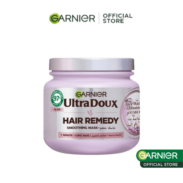 Garnier Ultra Doux - Masque Lissant Douceur & Brillance à l'Infusion d'Eau de Riz - Cheveux Rebelles et Indisciplinés - 340 ml - 3600542612920