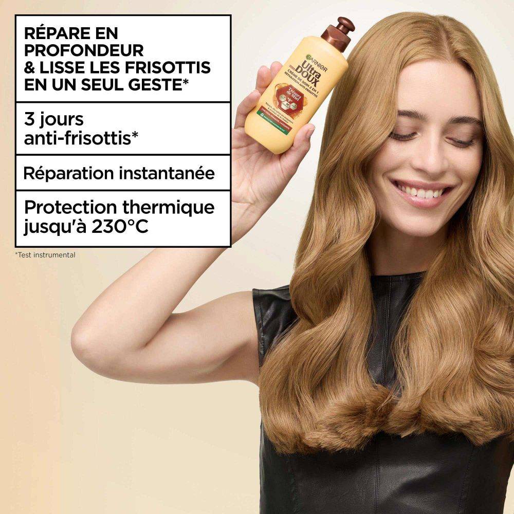 Garnier Ultra Doux Trésors de Miel pour Cheveux Fragiles & Cassants - Crème de Soin 2 - en - 1 Réparation Anti - Frisottis - Au Miel d'Acacia, de Manuka & de Lavande - 200ml - 3600542267205