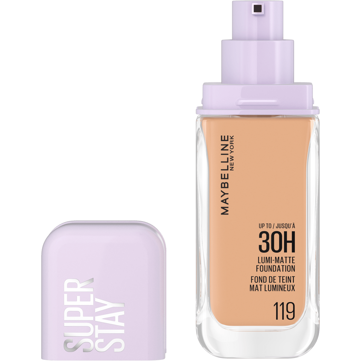Maybelline New York - Fond de Teint Liquide Longue Tenue - Ultra - Résistant - Fini Mat Lumineux - Enrichi en Acides Aminés - Tous les Types de Peau - Superstay 30H Lumi - Matte - Teinte : 119 - 35ml - 3600531691912