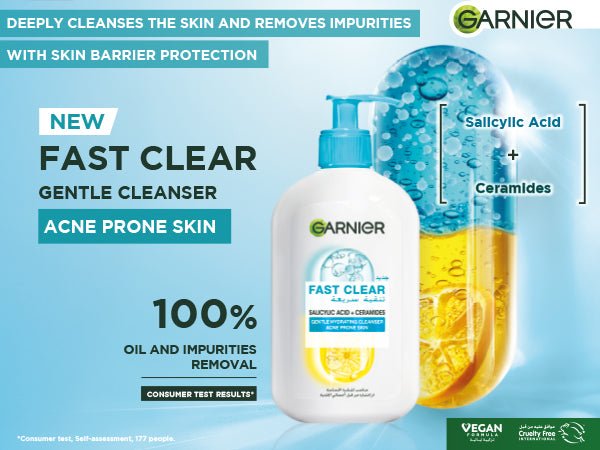 GARNIER FAST CLEAR GENTLE CLEANSER 250ML - Garnier | BeautyForYou.ma
