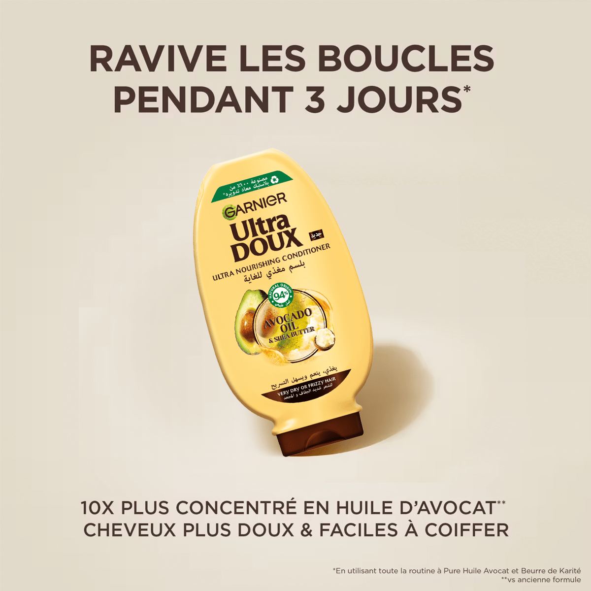 Garnier Ultra Doux - Après - Shampooing pour Cheveux Secs, Bouclés à Crépus - À l'Huile d'Avocat et Beurre de Karité - Texture Crémeuse et Onctueuse - 200 ml - 3610340670312