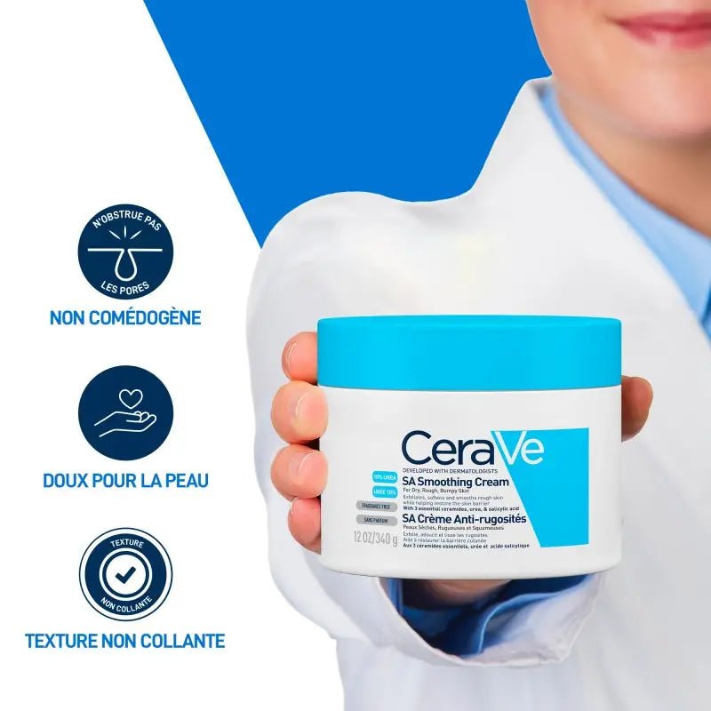 CeraVe SA Crème Anti - Rugosités Peau Sèche et Squameuse | 340g - Cerave | BeautyForYou.ma