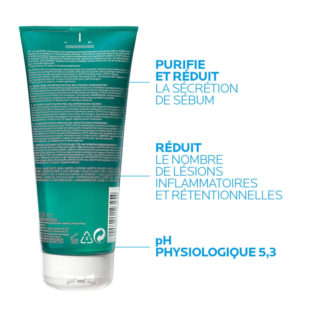 EFFACLAR GEL PURIFIANT MICRO - PEELING IMPERFECTIONS SÉVÈRES - La Roche - Posay | BeautyForYou.ma