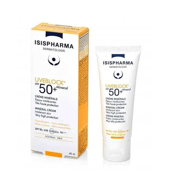 Uveblock SPF50+ Mineral - Crème minérale - Peaux intolérantes 40ml - Beauty For You | BeautyForYou.ma