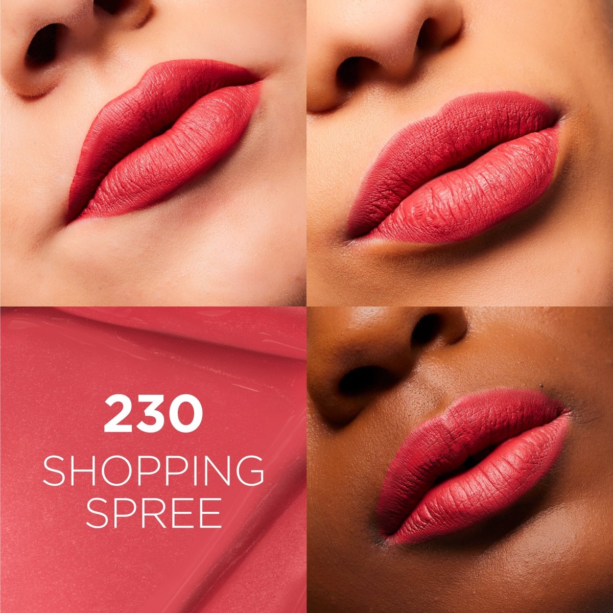 L'Oréal Paris - Rouge à Lèvres Liquide - Couleur Intense & Fini Mat - Longue Tenue - Sans Transfert - À L'Acide Hyaluronique - Infaillible Matte Resistance - Teinte : 230 SHOPPING SPREE - L'Oréal Paris | BeautyForYou.ma