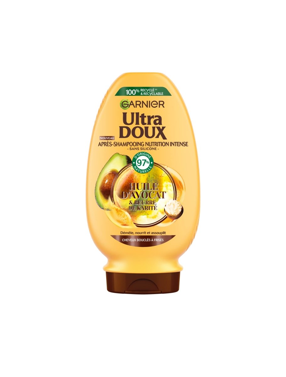 Garnier Ultra Doux - Après - Shampooing pour Cheveux Secs, Bouclés à Crépus - À l'Huile d'Avocat et Beurre de Karité - Texture Crémeuse et Onctueuse - 200 ml - 3610340670312