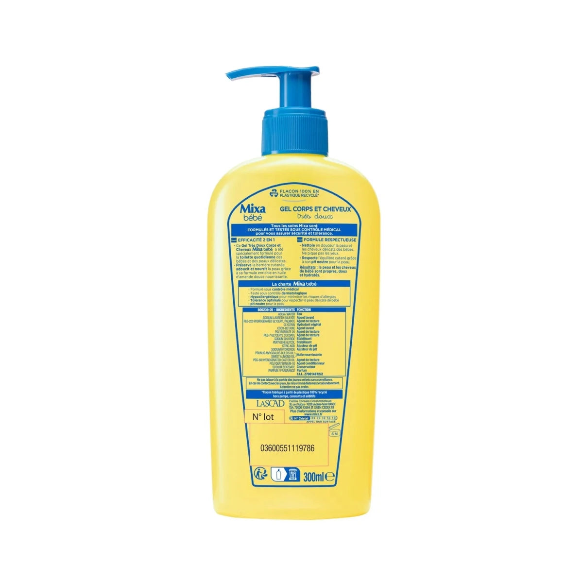 Mixa Bébé Gel très doux corps et cheveux 2en1 à l'huile d'amande douce 300ml - Mixa | BeautyForYou.ma