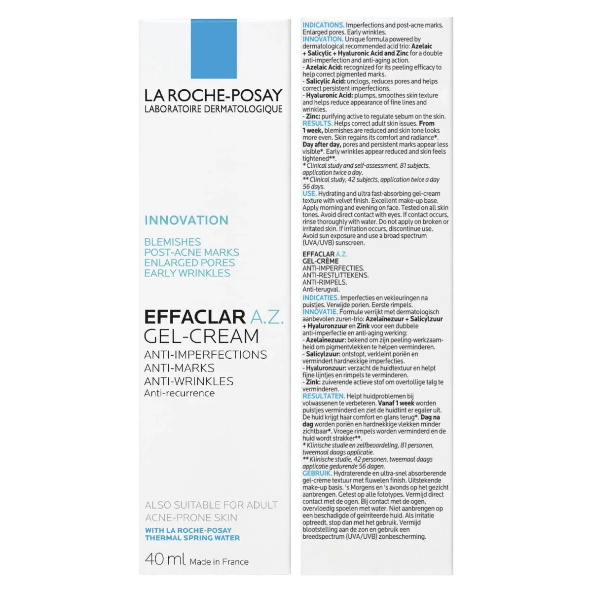 La Roche - Posay Effaclar A.Z Gel - Crème 40ml – Soin Anti - Imperfections & Réparateur - La Roche - Posay | BeautyForYou.ma
