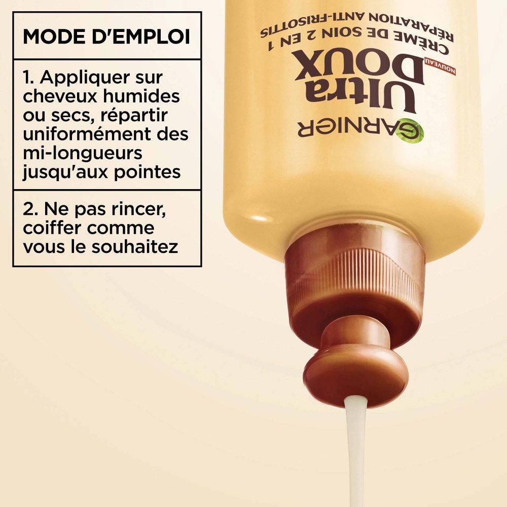 Garnier Ultra Doux Trésors de Miel pour Cheveux Fragiles & Cassants - Crème de Soin 2 - en - 1 Réparation Anti - Frisottis - Au Miel d'Acacia, de Manuka & de Lavande - 200ml - 3600542267205