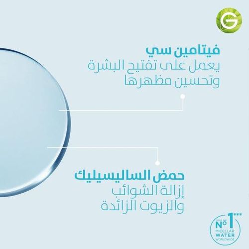 GARNIER Skin Active - Solution Micellaire Tout En 1 - Nettoie, Démaquille, & Ravive L'Éclat - Anti acné - Vegan & Cruelty Free - Visage, Yeux, Lèvres - Peaux Ternes & Sensibles - 400 ml - 3600542536868