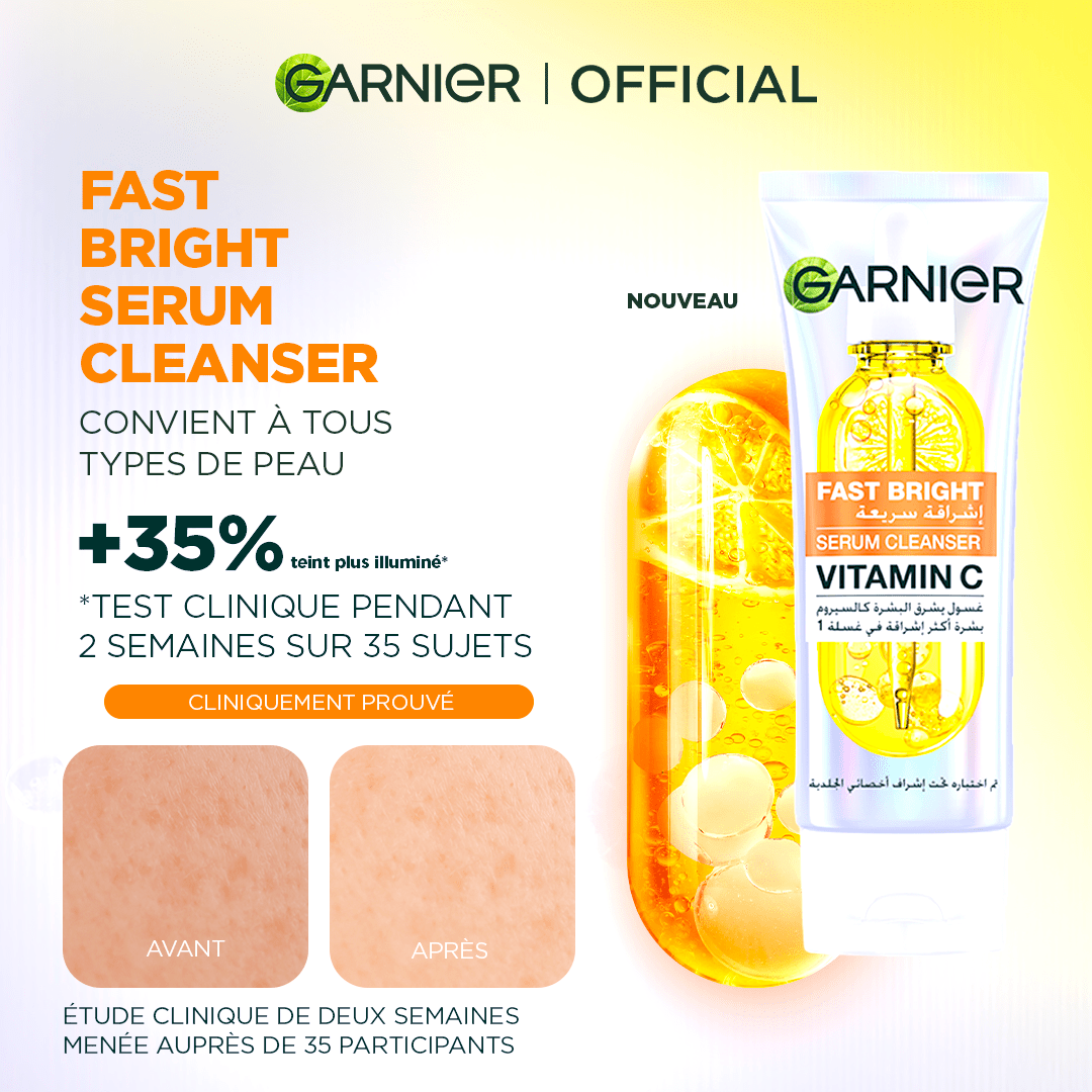 GARNIER FAST BRIGHT SERUM CLEANSER 100ML - Garnier | BeautyForYou.ma