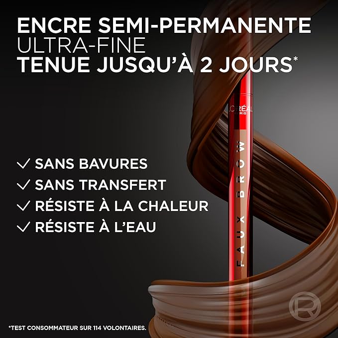 L'Oréal Paris - Feutre à Sourcils - Tenue Jusqu'à 2 Jours - Fini Naturel - Waterproof - Infaillible Faux Brow - Teinte : LIGHT BRUNETTE - 3600524202361
