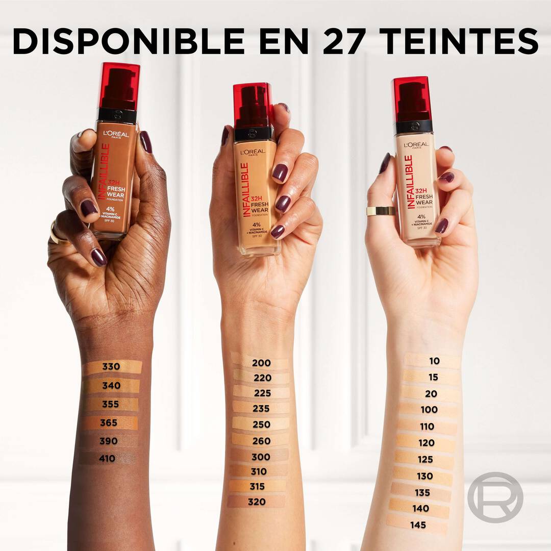 L'Oréal Paris - Fond de Teint Fluide Infaillible 32h Fresh Wear - Tous Types de Peau - Teinte : 220 Sable/Sand - 3600523614479