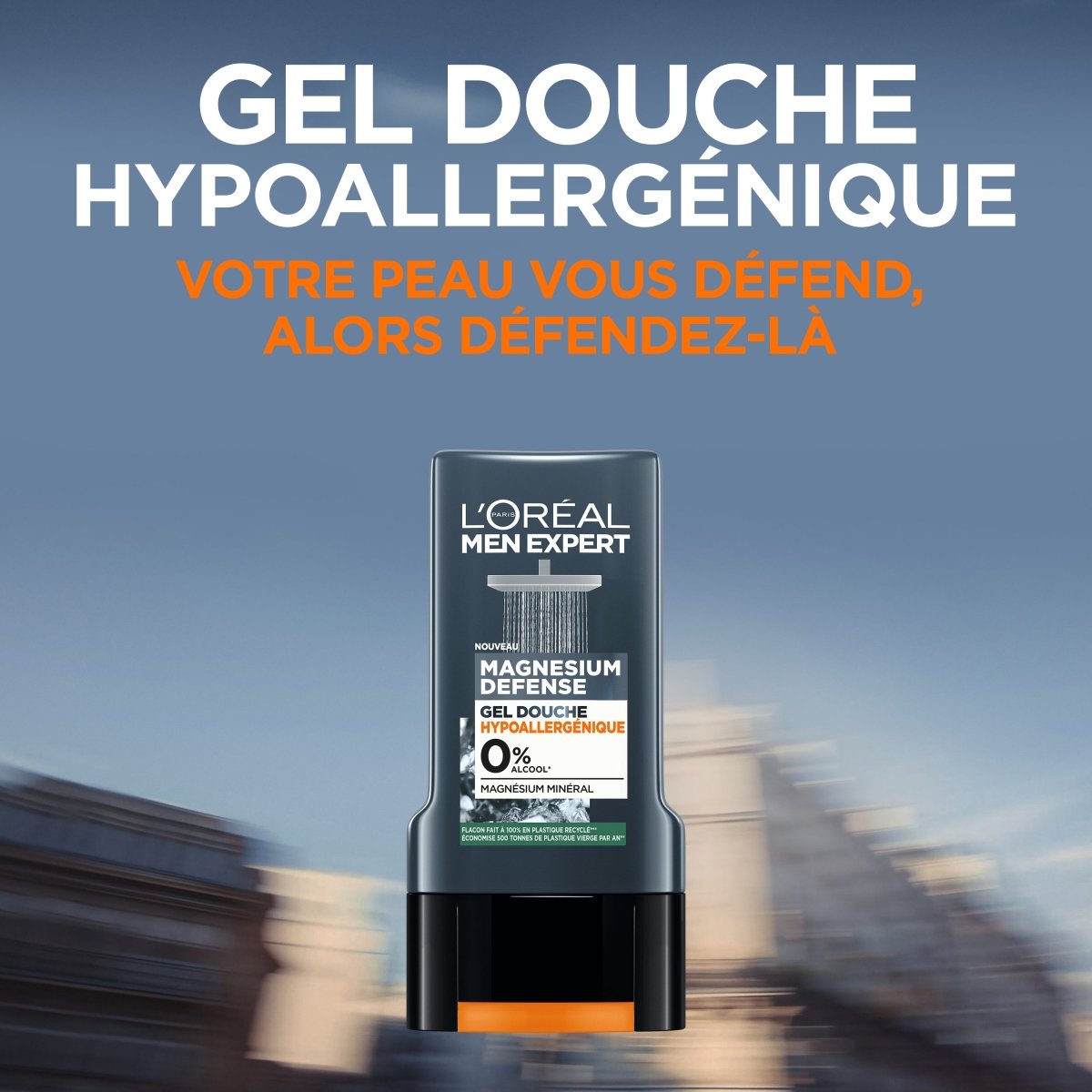 L'Oréal Men Expert - Gel Douche Crème Hypoallergénique pour Homme - Hydrate & Nettoie - Enrichi en Magnésium Minéral - Pour Peaux Sensibles - Magnesium Defense - 300 ml - 3600524030124