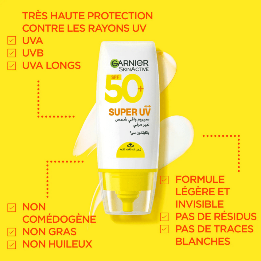 Garnier - Super UV SPF 50+ nvisible Serum Vitamine C 30ML - Garnier | BeautyForYou.ma