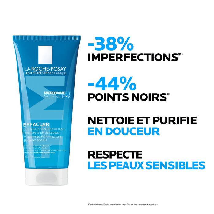 EFFACLAR GEL MOUSSANT PURIFIANT NETTOYANT PEAU GRASSE 200 ML - La Roche - Posay | BeautyForYou.ma