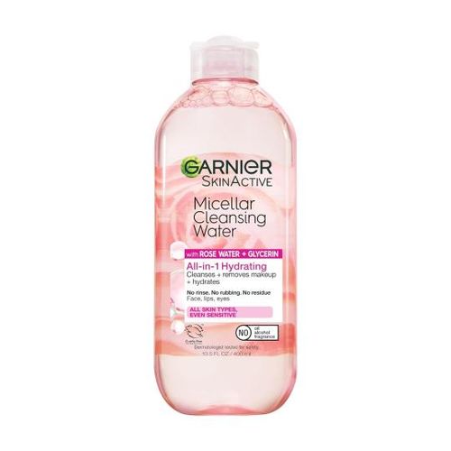 GARNIER Skin Active - Solution Micellaire Tout En 1 - Nettoie, Démaquille, & Ravive L'Éclat - Micelles & Eau de Rose - Vegan & Cruelty Free - Visage, Yeux, Lèvres - Peaux Ternes & Sensibles - 400 ml - Garnier | BeautyForYou.ma