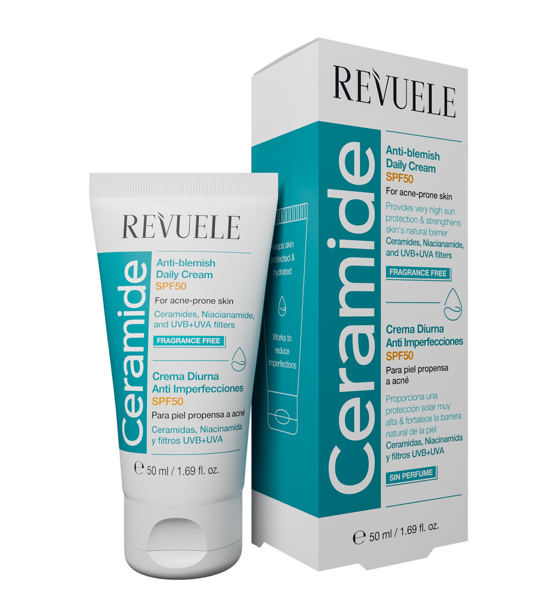 REVUELE CERAMIDE ANTI-BLEMISH DAILY CREAM SPF50, 50ml - Revuele | BeautyForYou.ma