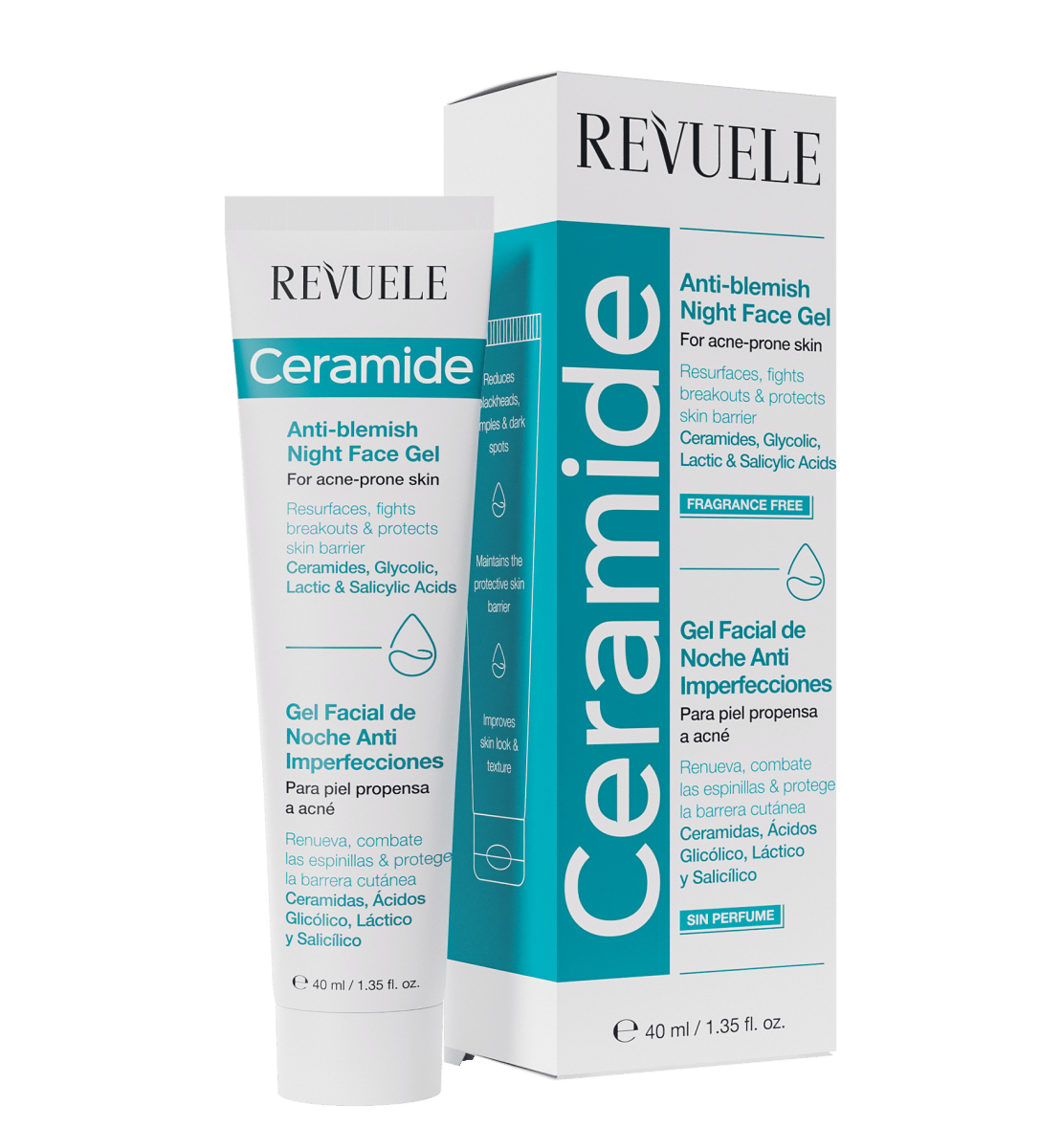 REVUELE CERAMIDE ANTI-BLEMISH NIGHT FACE GEL, - Revuele | BeautyForYou.ma