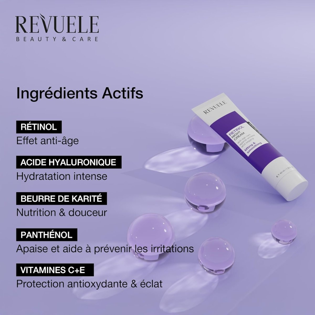 REVUELE RETINOL NIGHT CREAM, 40 ml - Revuele | BeautyForYou.ma