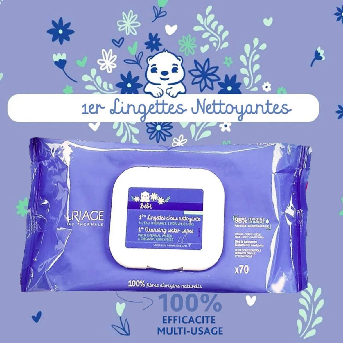 Uriage Bébé – 1ères lingettes nettoyantes – x70 unités - Uriage | BeautyForYou.ma