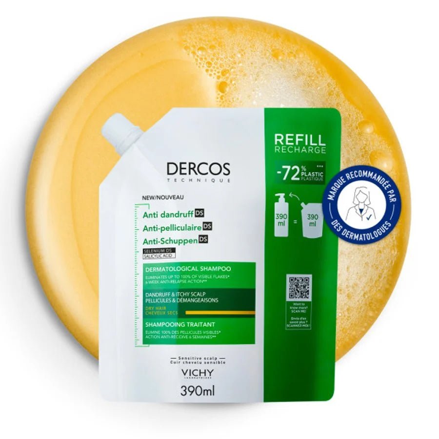 VICHY DERCOS SHAMPOOING ÉCO-RECHARGE ANTI-PELLICULAIRE DS - CHEVEUX SECS - Vichy Dercos | BeautyForYou.ma